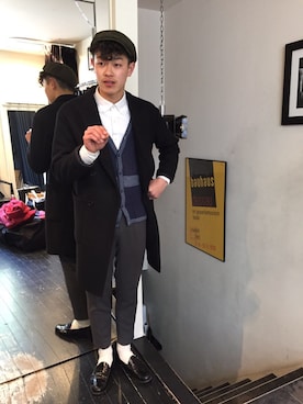 「Time is on（タイムイズオン）のアイテム（ジャケット/アウター）」を使った、YuichiroWakamatsuさん（メンズ・177cm）の冬コーディネート