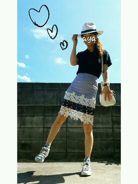「DOLCEのアイテム（スカート）」を使った、ayaさん（レディース・159cm）の夏コーディネート