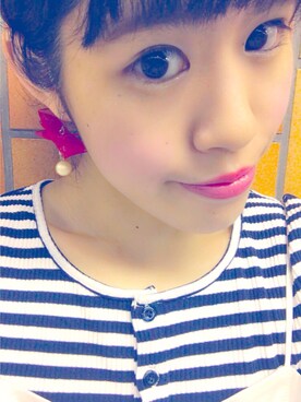 「おおぶりピアス」｜「アイテム（タンクトップ）」を使った、ちょす子さん（レディース・152cm）の夏コーディネート