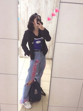 「UNIF（ユニフ）のアイテム（キャミソール）」を使った、ちょす子さん（レディース・152cm）の秋コーディネート