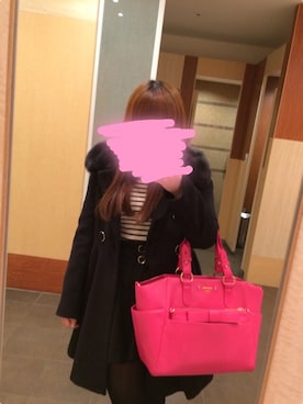 「ブラック×ホワイト」｜「アイテム（ダウンジャケット/コート）」を使った、kanaさん（レディース・154cm）の冬コーディネート