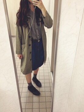 「モスグリーン」｜「アイテム（その他アウター）」を使った、shöさん（レディース・157cm）の秋コーディネート