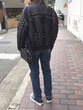 「ハーフムーンバック」｜「アイテム（ブルゾン）」を使った、Kayoko Kashimaさん（レディース・162cm）の秋コーディネート