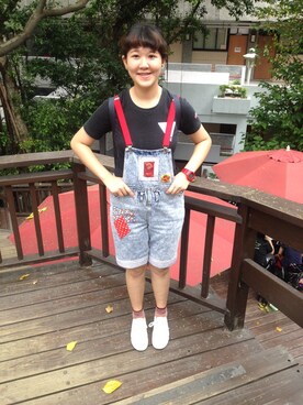 「MUJI」｜「アイテム（サロペット/オーバーオール）」を使った、挖如さん（レディース・171cm）の夏コーディネート