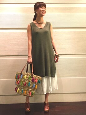 「No6（ナンバーシックス）のアイテム」を使った、NANO・UNIVERSE LIBRARY 新宿 STAFFさん（レディース・160cm）の夏コーディネート