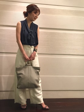 NANO・UNIVERSE LIBRARY 新宿 STAFFさん（レディース・157cm）の夏コーディネート