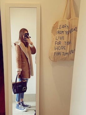 「UNITED ARROWS（ユナイテッドアローズ）のアイテム（ムートンコート）」を使った、Ayaさん（レディース・170cm）の秋コーディネート