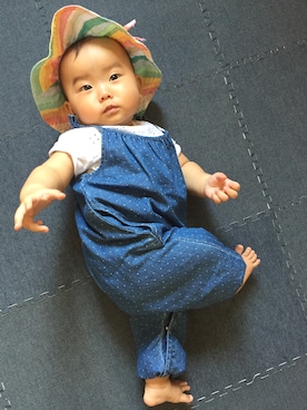 「ドラフトGAP」｜「アイテム（サロペット/オーバーオール）」を使った、hyon.cocoさん（キッズ・70cm）の夏コーディネート