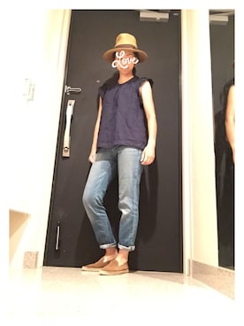 「スエードシューズ」｜miniさん（レディース・156cm）の夏コーディネート