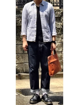 「Dr. Martens（ドクターマーチン）のDr.Martens (ドクターマーチン)/1461 3EYE GIBSON SHOES（その他シューズ）」を使った、こーさん（メンズ・170cm）の夏コーディネート