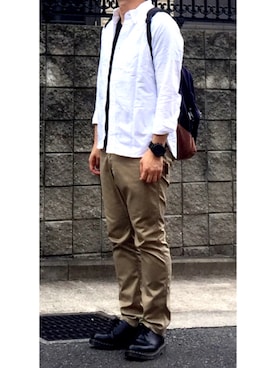 「Dr. Martens（ドクターマーチン）のDr.Martens (ドクターマーチン)/1461 3EYE GIBSON SHOES（その他シューズ）」を使った、こーさん（メンズ・170cm）の夏コーディネート