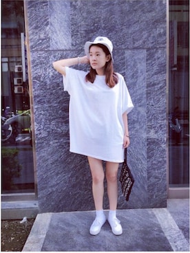 「VANS AUTHENTIC」｜「アイテム（帽子）」を使った、fnさん（レディース・163cm）の春コーディネート