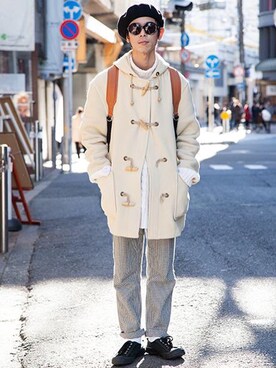 「春ニット」｜「アイテム（ダッフルコート）」を使った、  t. kanさん（メンズ・166cm）の春コーディネート