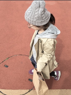 「Right-on（ライトオン）のアイテム（トレンチコート）」を使った、HIRA✴︎さん（キッズ・100cm）の春コーディネート