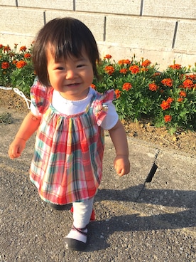 「babyGAP（babyGAP）のアイテム（Tシャツ/カットソー、レッド系）」を使った、arisana☺︎さん（キッズ・110cm）の夏コーディネート