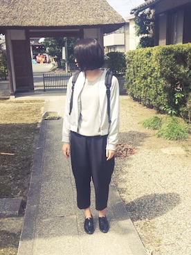 「シルバー」｜「アイテム（ノーカラージャケット）」を使った、sarahnishimuraさん（レディース・161cm）の春コーディネート