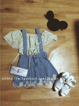 「qkastyleのMickey hat（その他ヘアアクセサリー、ブラック系）」を使った、Qkastyleさん（レディース・160cm）の春コーディネート