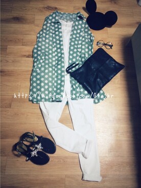 「qkastyleのMickey hat（その他ヘアアクセサリー、ブラック系）」を使った、Qkastyleさん（レディース・160cm）の春コーディネート