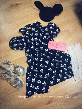 「qkastyleのMickey hat（その他ヘアアクセサリー、ブラック系）」を使った、Qkastyleさん（レディース・160cm）の春コーディネート