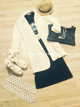 「qkastyleのHead bag（ハンドバッグ、ブラック系）」を使った、Qkastyleさん（レディース・160cm）の春コーディネート