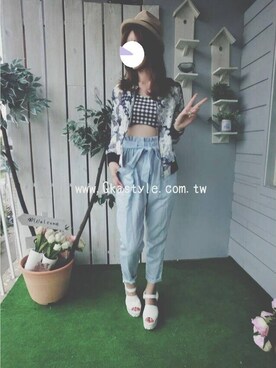 「qkastyleのアイテム（ブーティ、ホワイト系）」を使った、Qkastyleさん（レディース・160cm）の夏コーディネート