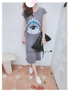 「qkastyleのHead bag（ハンドバッグ、ブラック系）」を使った、Qkastyleさん（レディース・160cm）の夏コーディネート