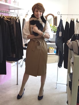 「Un-Demi（アンドゥミ）のアイテム」を使った、アキコさん（レディース・163cm）の秋コーディネート