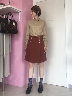 「Un-Demi（アンドゥミ）のアイテム」を使った、アキコさん（レディース・163cm）の秋コーディネート