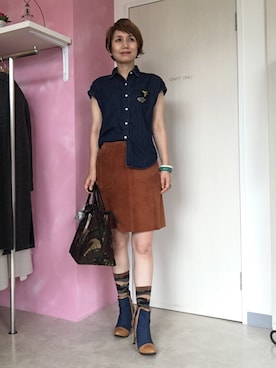 「Un-Demi（アンドゥミ）のアイテム」を使った、アキコさん（レディース・163cm）の秋コーディネート