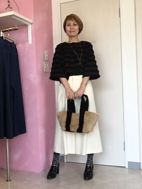 「Un-Demi（アンドゥミ）のアイテム」を使った、アキコさん（レディース・163cm）の秋コーディネート