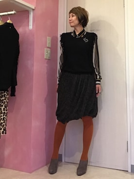 「Un-Demi（アンドゥミ）のアイテム」を使った、アキコさん（レディース・163cm）の秋コーディネート