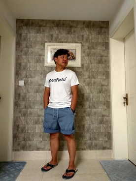 「Levi's（リーバイス）のアイテム（サンダル）」を使った、TCRさん（メンズ・170cm）の夏コーディネート