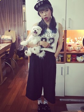 「SQUAD（スクアッド）のアイテム（帽子）」を使った、Chien Liさん（レディース・159cm）の秋コーディネート