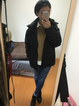 「AIGLE（エーグル）のアイテム（ダウンジャケット/コート）」を使った、たーさん（レディース・158cm）の冬コーディネート