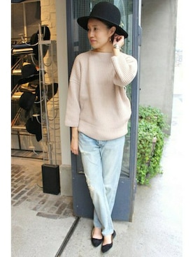 「ピンクニット」｜Sallyさん（レディース・162cm）の秋コーディネート