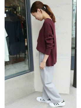 「ボルドーニット」｜Sallyさん（レディース・162cm）の冬コーディネート