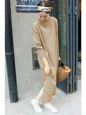 「ニットワンピ」｜Sallyさん（レディース・162cm）の冬コーディネート