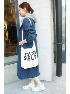 「キャンバストート」｜Sallyさん（レディース・162cm）の冬コーディネート
