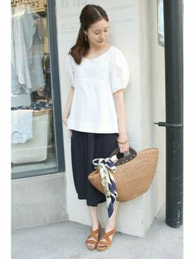 「スカーチョ」｜「アイテム（オールインワン・サロペット）」を使った、Sallyさん（レディース・162cm）の春コーディネート