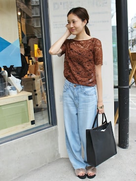 「ファーサンダル」｜Sallyさん（レディース・162cm）の夏コーディネート