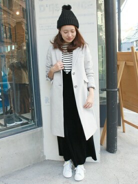 「SLOBE IENA（スローブイエナ）のアイテム（チェスターコート）」を使った、Sallyさん（レディース・162cm）の秋コーディネート