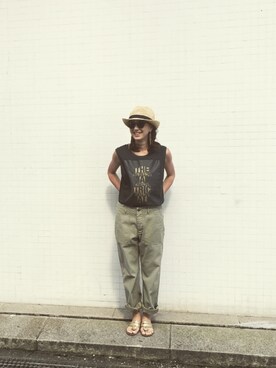 「Jack Rogers（ジャックロジャース）のアイテム」を使った、平井美帆さん（レディース・157cm）の夏コーディネート