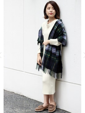 「リブニット」｜「アイテム（モカシン/デッキシューズ）」を使った、Mizuki＊さん（レディース・160cm）の秋コーディネート