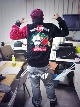「PUNK DRUNKERS（パンクドランカーズ）のアイテム（その他アウター）」を使った、ごめすんさん（メンズ・176cm）の冬コーディネート