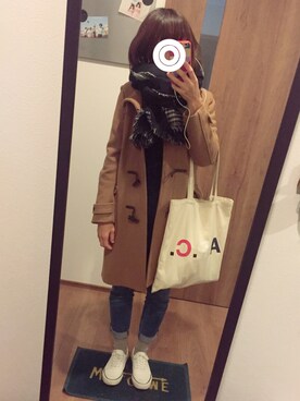 「JOURNAL STANDARD relume（ジャーナルスタンダード　レリューム）のアイテム（ダッフルコート）」を使った、UNさん（レディース・155cm）の冬コーディネート
