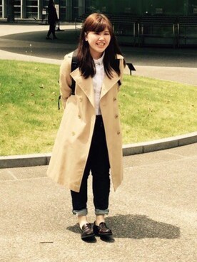 「ELLE（エル）のアイテム（トレンチコート）」を使った、なつこさん（レディース・153cm）の春コーディネート