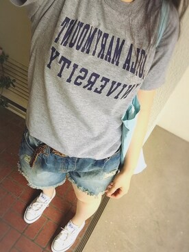 「RAINBOW（レインボー）のアイテム（トップス）」を使った、なつこさん（レディース・153cm）の夏コーディネート