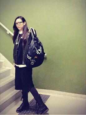 「school」｜「アイテム（ブーツ）」を使った、mC mIsHさん（レディース・168cm）の冬コーディネート