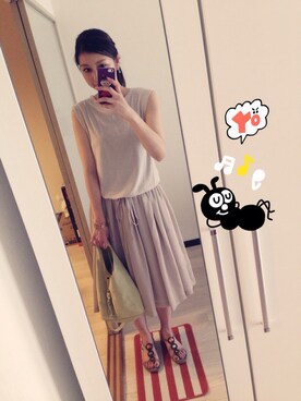 「Whim Gazette（ウィムガゼット）のアイテム（ワンピース）」を使った、MIKAさん（レディース・161cm）の春コーディネート