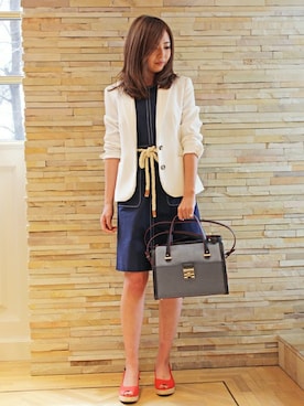 「TOMMY HILFIGER（トミーヒルフィガー）のアイテム（テーラードジャケット）」を使った、maoさん（レディース・158cm）の春コーディネート